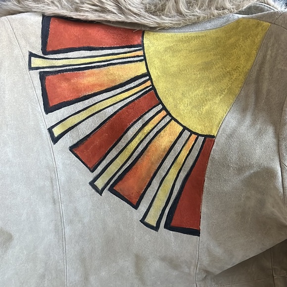 Vintage Hand Painted Fur Lined Trench Coat - Picture 8 of 10